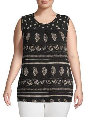 Lucky Brand Plus Printed Woven Tank