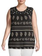 Lucky Brand Plus Printed Woven Tank