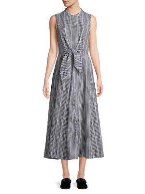 Calvin Klein Sleeveless Gingham-print Midi Dress