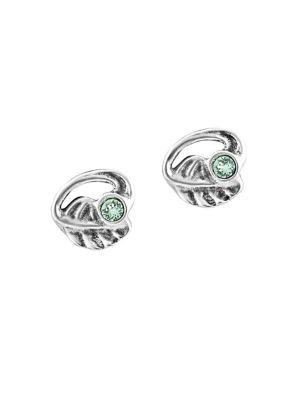 Uno De 50 Leaves Swarovski Crystal And Silver Drop Earrings