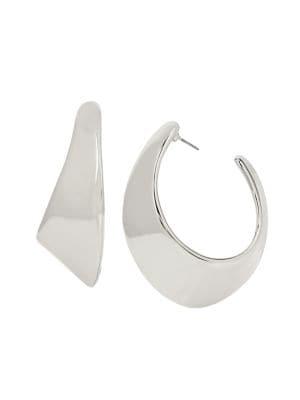 Robert Lee Morris Bold & Beautiful Silvertone Sculptural Open Hoop Earrings