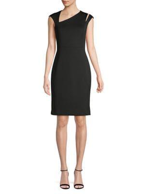 Calvin Klein Asymmetrical V-neck Sheath Dress