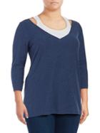 Two By Vince Camuto Plus Layered V-neck Top