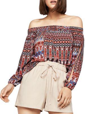 Bcbgeneration Conquistador Tapestry Off-the-shoulder Top