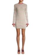 Finders Keepers Lattice-knit Ruffle-sleeve Mini Dress