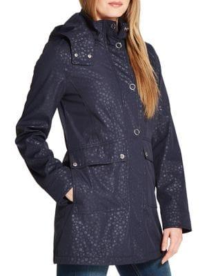 Weatherproof Dot-print Hooded Jacket