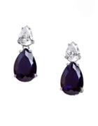 Lord & Taylor Cubic Zirconia And Sterling Silver Teardrop Earrings