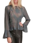 Walter Baker Bell Sleeve Embroidered Top