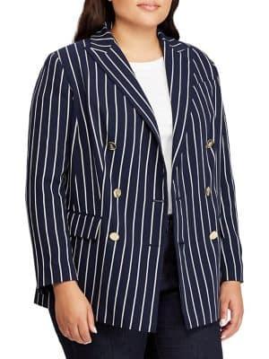 Lauren Ralph Lauren Plus Striped Satin Blazer