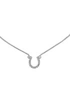 Lord & Taylor Sterling Silver Cubic Zirconia Horseshoe Pendant Necklace