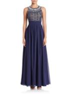 Js Collections Cage Top Chiffon Gown