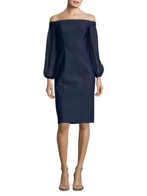 Alex Evenings Illusion-sleeve Off-the-shoulder Sheath Dress