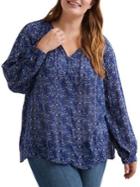 Lucky Brand Plus Printed Peasant Top