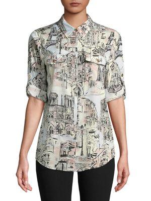 Karl Lagerfeld Paris French Streets Roll-sleeve Button-down Shirt