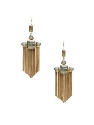Sole Society Goldtone & Labradotite Fringe Drama Earrings