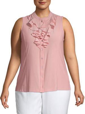 Tahari Arthur S. Levine Plus Ruffle-neck Blouse