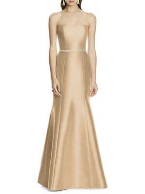 Alfred Sung Full-length Strapless Twill Dress