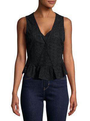 Bcbgeneration Cotton Eyelet Surplice Tank