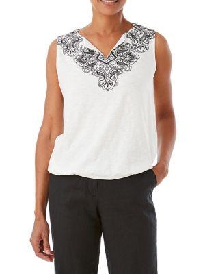 Olsen Placed Paisley Sleeveless Top