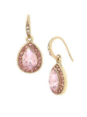 Miriam Haskell Basic Ears Pink Crystal Teardrop Earrings