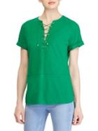 Lauren Ralph Lauren Lace-up Cuffed Top