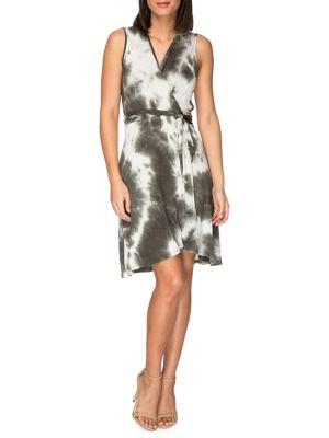 Bobeau Rowan Tie-dye Wrap Dress