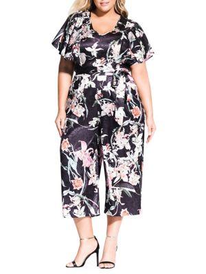 City Chic Plus Midnight Floral Jumpsuit