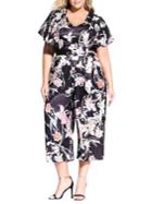 City Chic Plus Midnight Floral Jumpsuit