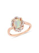 Sonatina 10k Rose Gold Diamond & Opal Oval Cabochon-cut Ring