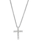Lord & Taylor White Topaz And Sterling Silver Cross Pendant Necklace