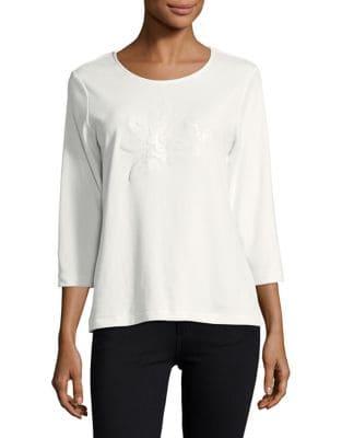 Joan Vass Sequin-accented Long Sleeve Top