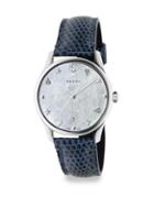 Gucci G-timeless Stainless Steel Leather Lizard Strap Watch
