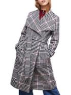Miss Selfridge Checked-print Wrap Coat