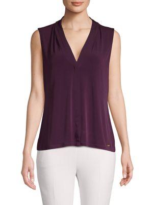 Calvin Klein Petite V-neck Pleated Tank