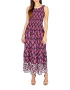 Lucky Brand Printed Georgette Smocked Dress