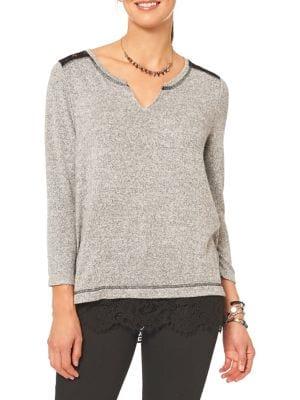 Democracy Long Sleeve Lace Inset Top