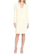 Tahari Arthur S. Levine Three Button Shawl Collar Straburst Pintuck Jacket And Skirt Suit