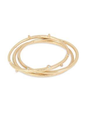 H Halston Goldtone And Crystal Bangle Bracelet Set