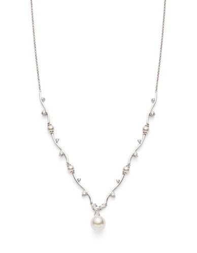 Nadri Faux Pearl And Crystal Pendant Necklace