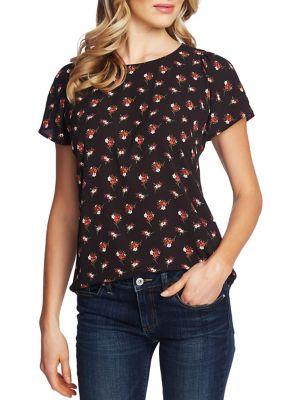 Cece By Cynthia Steffe Modern Romance Floral Flutter-sleeve Top