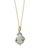 Effy Viola Diamond And Green Amethyst Teardrop Pendant Necklace- 0.19 Tcw