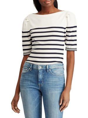 Lauren Ralph Lauren Puffed Elbow-sleeve Stretch Top