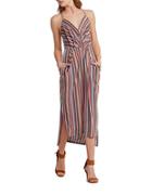 Bcbgeneration Striped Midi Faux Wrap Dress