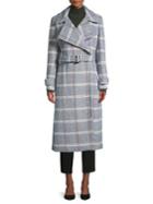 Calvin Klein Plaid Wool Wrap Coat