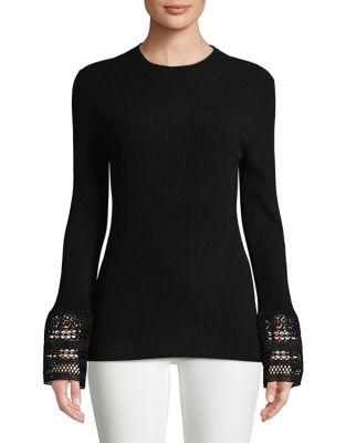 Ivanka Trump Lace Bell Sleeve Knit Top
