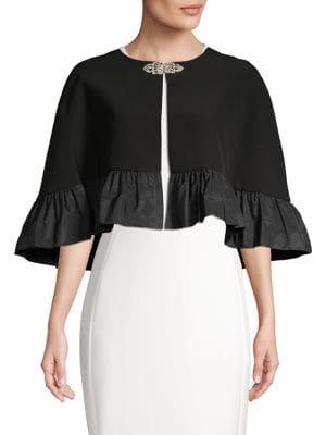 Eliza J Ruffle Embellished Clasp Cape