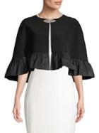 Eliza J Ruffle Embellished Clasp Cape
