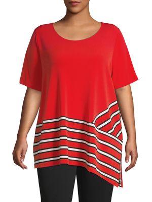 Calvin Klein Plus Striped Hem Blouse