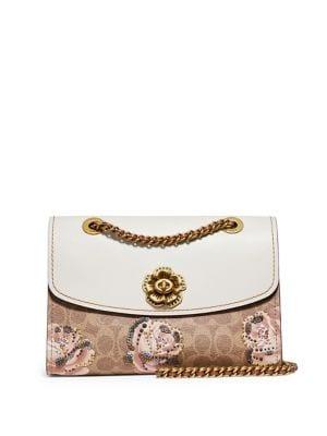 Coach Parker Embellished Signature Rose Print Shoulder Bag