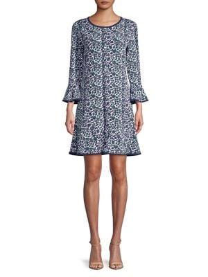 Michael Michael Kors Floral Bell-sleeve A-line Dress